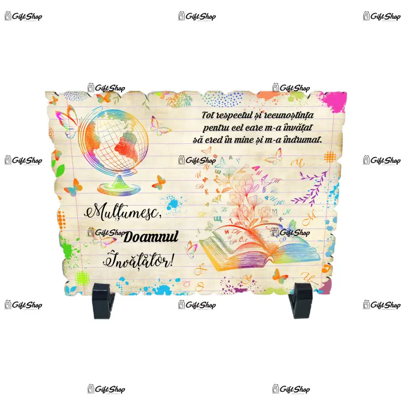 Multumesc domnul invatator, placheta cu mesaj